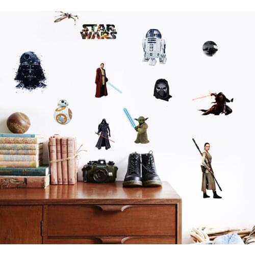 New Arrival Movies Star Wars Wall Stickers Death Star Darth Vader Robot YODA Art Decals for kids room refrigerator sticker