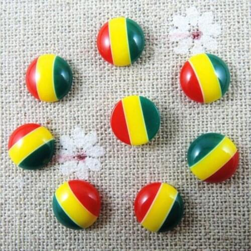 Wholesale 10mm 100pcs Rasta Style Round Half Flat Back Cabochon Resin Beads Diy Jewelry Home Decoration Craft Scrapbook HA-57