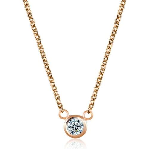 Simple Fashion Crystal Zircon Pendant Chain Necklace Clavicle Chain Necklace New Jewelry Party Gifts Gold/Silver