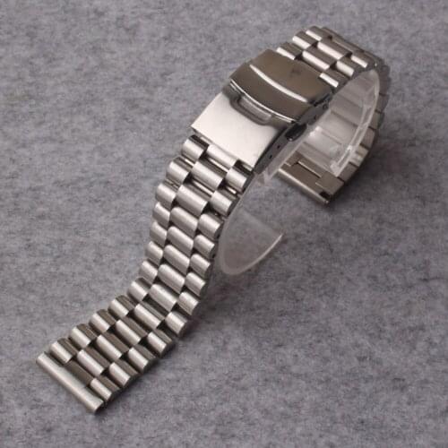 Safety fold buckle Stainless Steel Watch Bracelet Strap 20mm 22mm 24mm Women Men Silver Solid Metal Watch Band Strap Accessories