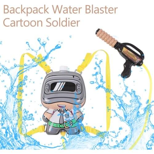 Backpack Water Blaster Pull Water Shooter Cartoon Soldier Kids Water Toy Summer Pool Blaster