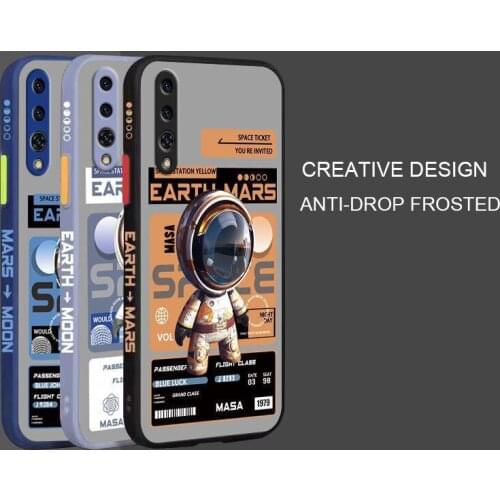 Cartoon Astronaut Pattern Phone Case For Huawei P20 Liquid Side Printing Silicone Shockproof Cover For Huawei P20 Pro