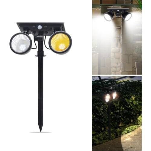 Solar Light Outdoors Solar Power led PIR Motion Sensor Wall Light Double Head Spotlight 360° Adjustable For Yard Garage Lawn