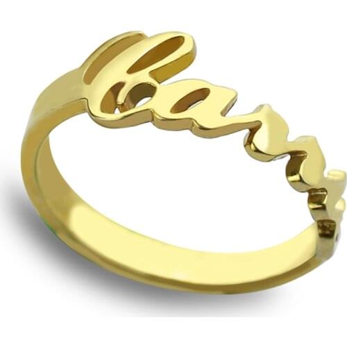 Uonney Dropshipping Personalized Carrie Name Ring Custom Word Initial Gift In Silver Gold For Her Valentines Jewelry