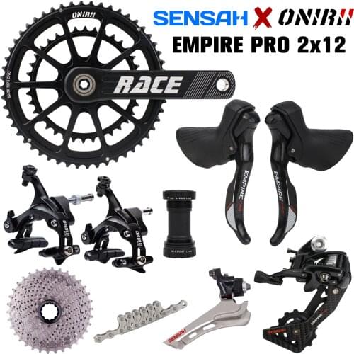 SENSAH EMPIRE PRO 2x12 Speed 24s Road Bicycle Groupset, Carbon Fiber Shifter Rear Derailleur + ONIRII RACE Crank, Cassette New