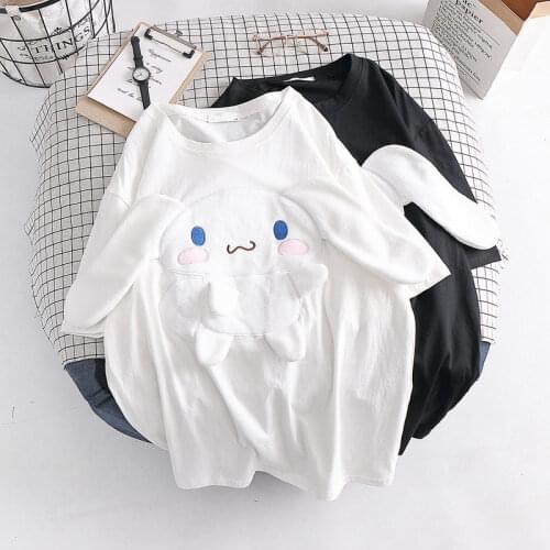 2021 New Summer Middle School Students Short-sleeved T-shirt Korean Style Loose Niche Design Top Kawaii Clothes Woman Tshirts