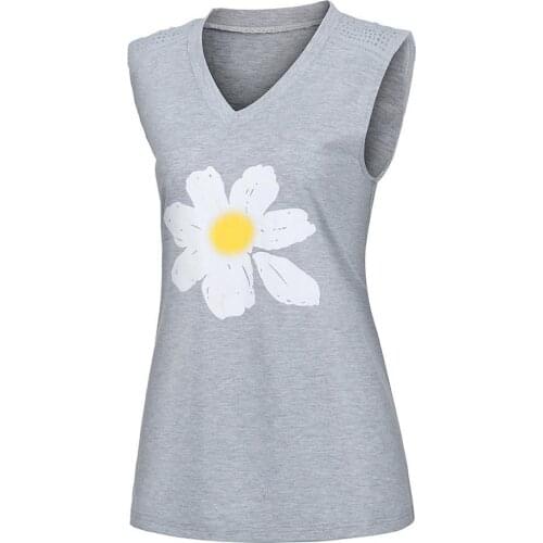 Women Fashion Sleeveless V Neck Marguerite Print Streetwear Vest Tank Top Blouse Streetwear Vest Tank Top Blouse Streetwear Vest