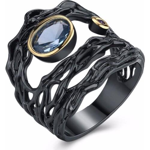 New Party Rings For Women Lead Free Setting with Cubic Zirconia Black rings Party Jewelry Drop Shipping