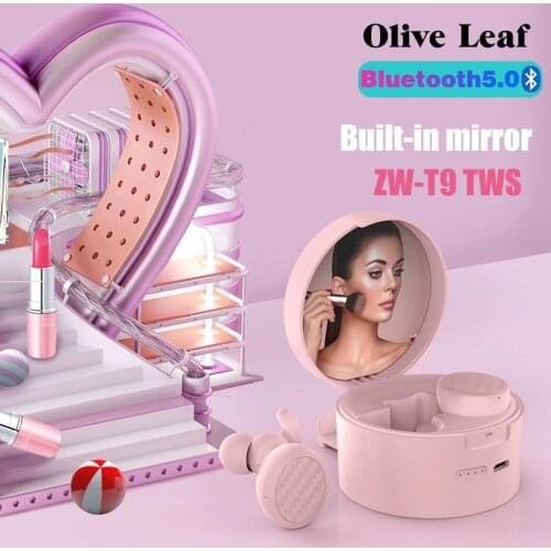 ZW-T9 TWS Bluetooth Earphones Wirless Music Headphones With Built-in Mirror 3D Strereo Sports Earbuds For Xiaomi Huawei Iphone