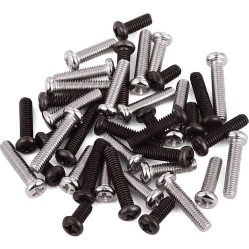 50X Mini Micro Small Light Black A2 304 Stainless steel Cross Phillips Pan Head Screw M1 M1.2 M1.4 M1.6 M2 M2.5 M3 M4 Round Bolt