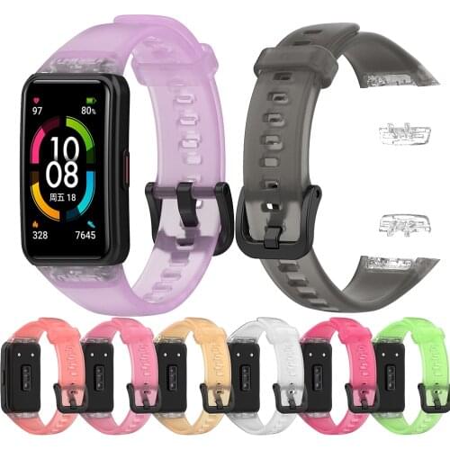BEHUA Wristband For Honor Band 6 Straps For Huawei Band 6 Bands Transparent Belt Replacement Sport Bracelet Accessories Correa