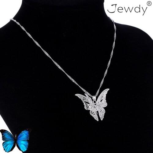 Hollow light Butterfly Pendant Necklace Silver Woman Exquisite Neck Chains Fashion Unique Charm Jewelry Gift Party Sweater Chain