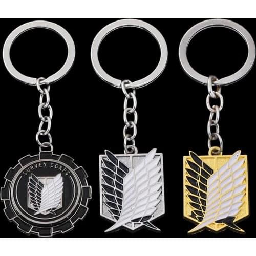 Anime Attack On Titan Wing Shape Gold Rotatable Metal Pendant Bead Chain Gift Jewelry Men Fashion Key Chain Holder Cosplay