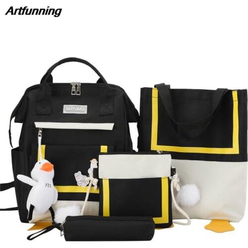 Artfunning Cute Children School Bags for Girls Kids Satchel princess school backpack Orthopedic schoolbag kids Mochila 4 set