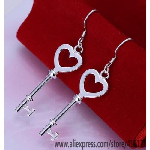 E135 Hot Sale High Quality Silver Clolor Jewelry,Wholesale Jewelry Elegant Charms Fashion Heart Shape Spoon Earrings/diwama