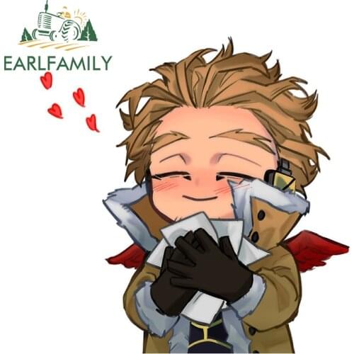 EARLFAMILY 13cm x 12.5cm for My Hero Academia Hawks Car Sticker Scratch-Proof ATV Decal Auto Air Conditioner Car Door Protector