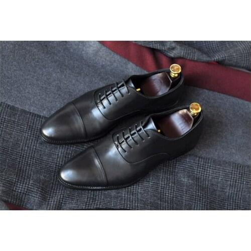 Handmade Goodyear Leather England three joint mens business dress shoes trend pointed Oxford wedding shoes Free Shipping