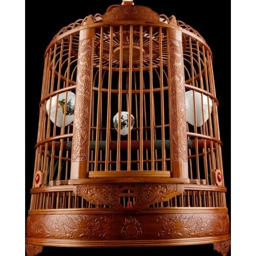 Engraving Thrush Bird Cage with High-end Handmade Carving with Bamboo Myna Bird Cage cage bird house