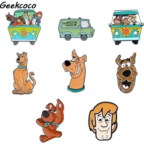 J2587 Cartoon Family Dog Brooch Metal badge Women and Men Enamel Pins Clothes Brooches Shirt Collar Couple Pin Gifts