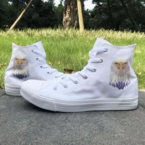 Wen White Sneakers Shoes for Men Women Design Bald Eagle High Top Flats Boy Girls Canvas Skateboarding Trainers Unique Gifts