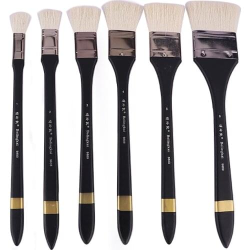 Sheep Hair Flat Head Oil Painting Row Brush with Wooden Handle for Gouache Acrylic Shading Brush Fine Art Painting Supplies