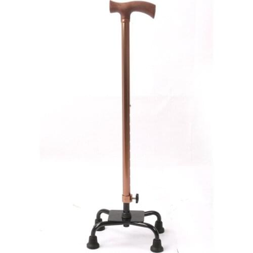 Crutches for the elderly pure aluminum bronze telescopic elderly disabled four-legged crutches