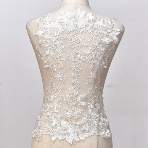 Fashion embroidered lace appliques for wedding dresses large flower lace fabrics applique patches accessories for bridesmaid