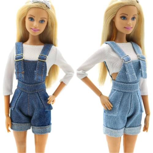 Fashion Suspenders Trousers Outfit Set for Barbie 11 Inches BJD FR SD Doll Dress Clothes Dollhouse Roll Play Accessories