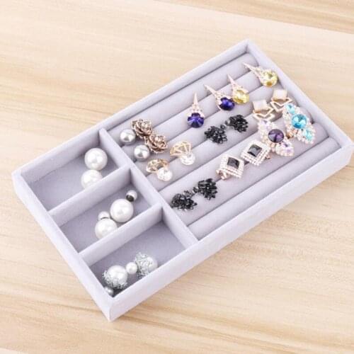 Fashion Portable Velvet Jewelry Ring Jewelry Display Organizer Box Tray Holder Earring Jewelry Storage Case Showcase Hot Sales