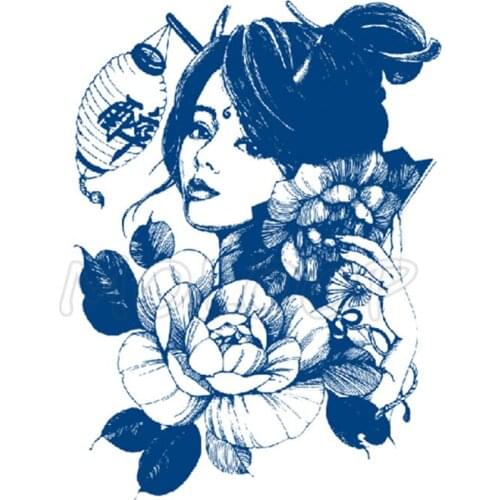 Juice Tattoo Sticker Cool Long Hair Girl Flower Waterproof Temporary Makeup Fake Tatoo for Women Men Lasting To 5 -15 Days