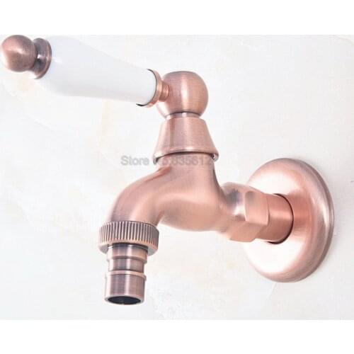 Wall Mount Antique Red Copper Ceramic Handle Washing Machine Faucet /Garden Water Tap / Laundry Sink Cold Water Taps tav334