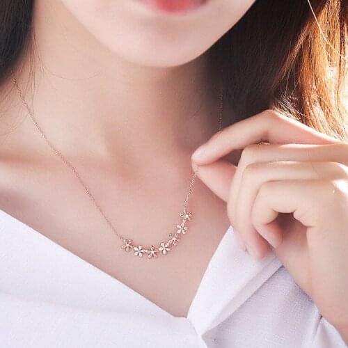 Real 925 sterling silver long zircon daisy necklaces pendant fashion sterling-silver-jewelry statement necklace for Women