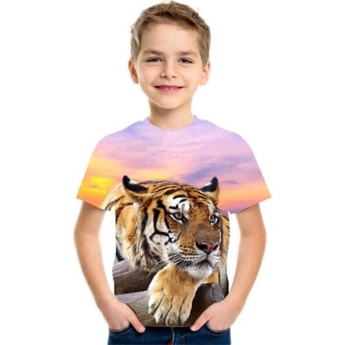 2021 New Childrens Tops T-shirts boy and girls 3D Printed Tiger T-shirts Lion Sweatshirts kids Clothes tiger Baby Anime Tshirt