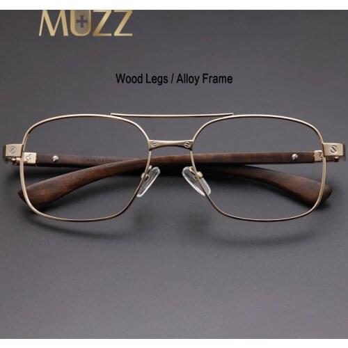 Alloy Glasses Frame Wood Men Pilot Optical Prescription Eyeglasses Frame French Brand Designs Spectacles Women Oversized Eyewear