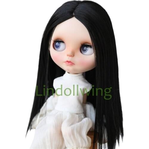 9-10 inch Blyth Wig Long Straight Black Hair 1B