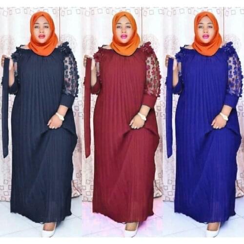 African Long Maxi Dress Womens Slash Neck Off Shoulder Backless Daily Evening Party Dress African Pleated Dresses For Women