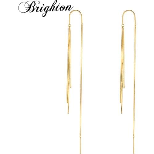 Brighton Delicate Long Chain Tassel Drop Earring For For Women Girls Punk Statement New Alloy Fashion Jewelry Gift 2021