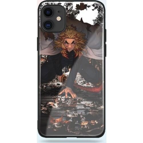 Kyojuro Rengoku Kimetsu No Yaiba Silicone Glass for IPhone SE 6 6s 7 8 Plus X XR XS 11 12 Mini Pro Max Phone Case Cover Shell