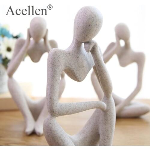 Abstract Thinker Statue Resin Figurine Office Home Decoration Accessories Creative Ornament Drawing Room Office Sandstone Statue