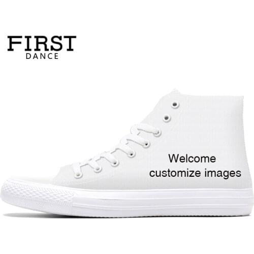 FIRST DANCE Shoes for Unisex High Top Canvas Shoes Casual Custom Printed Shoes Youth Solid Color Dropshipping White Shoes