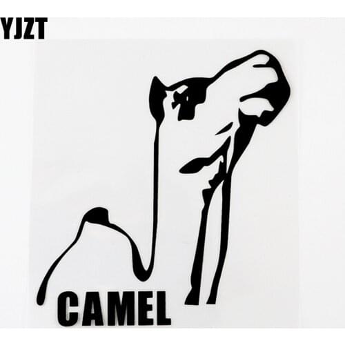 YJZT 13CMX13.9CM Interesting Animal Camel Looking up Vinyl Car Sticker Black/Silver 8C-0188