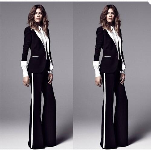 Elegant Fashio Solid White 2Pieces Woman Suit Streetwear Notched Collar Catwalk 2021 New Design Party Jacket Pant Female