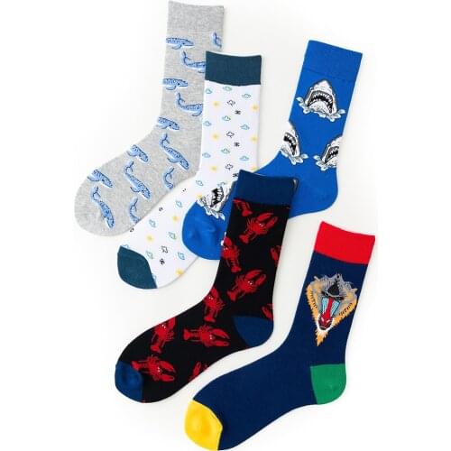 1 Pair Women Socks Cotton Fish Art Cool Socks Female Animal Lover Socks 36-43EUR
