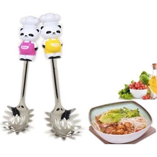 1 pcs random color Kitchen Utensil Cartoon Stainless Steel panda Spaghetti spoon Noodle Serving Bear Pasta cute Cooking Server