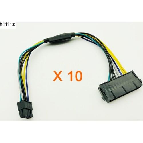 10PCS Power Cable for Dell 30cm 24Pin to 8Pin Optiplex 3020 7020 9020 ATX Power Supply Motherboard Adapter ATX 24P to 8P Cables