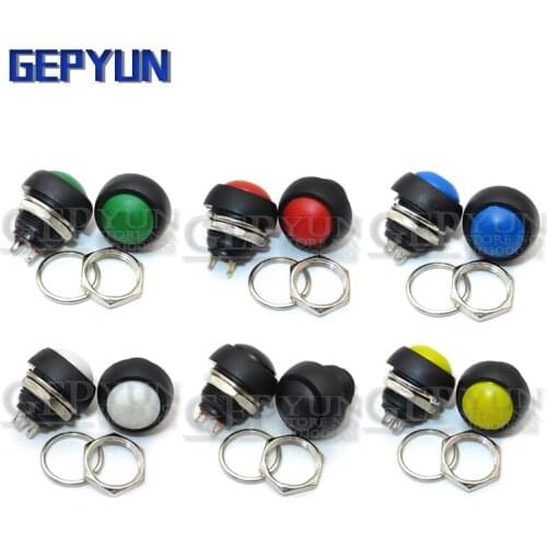 2PCS 12mm Waterproof Momentary push button for switch Black/Red/Green/Yellow/Blue/white PBS-33B Fdkjgecf