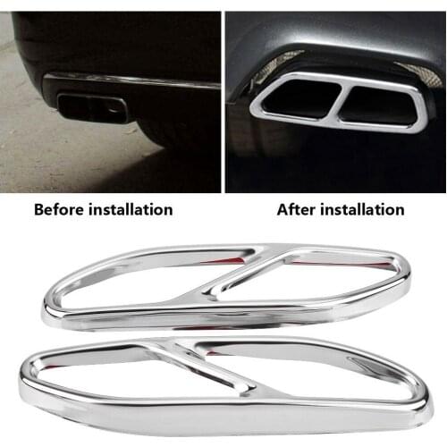 2pcs Auto Car Chrome Exhaust Muffler Pipe Tip Tailpipe Cover Trim for Mercedes Benz S Class W222 2018