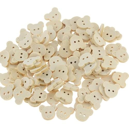 20Pcs Retail Teddy Bear Charms 2 Holes Wood Sewing Buttons buttons for children 13x11mm/16x18mm/20*25mm
