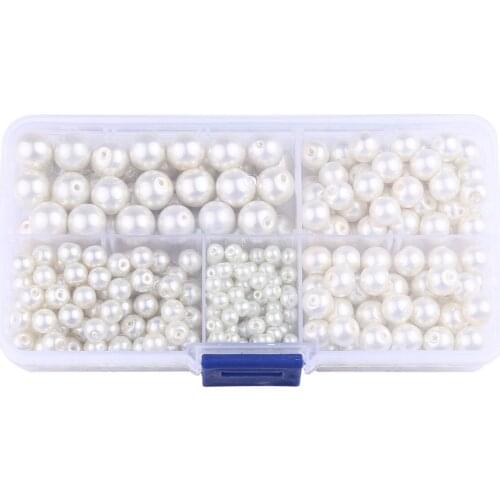 4mm 6mm 8mm 10mm glass imitation pearl ball beaded bead a box combination charms for bracelets