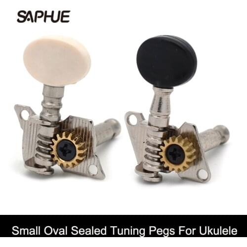 5 Sets/20pcs Ukulele Tuning Peg 4 String Guitar Tuning Peg keys Tuners Machine Head Small oval Concave Black Button